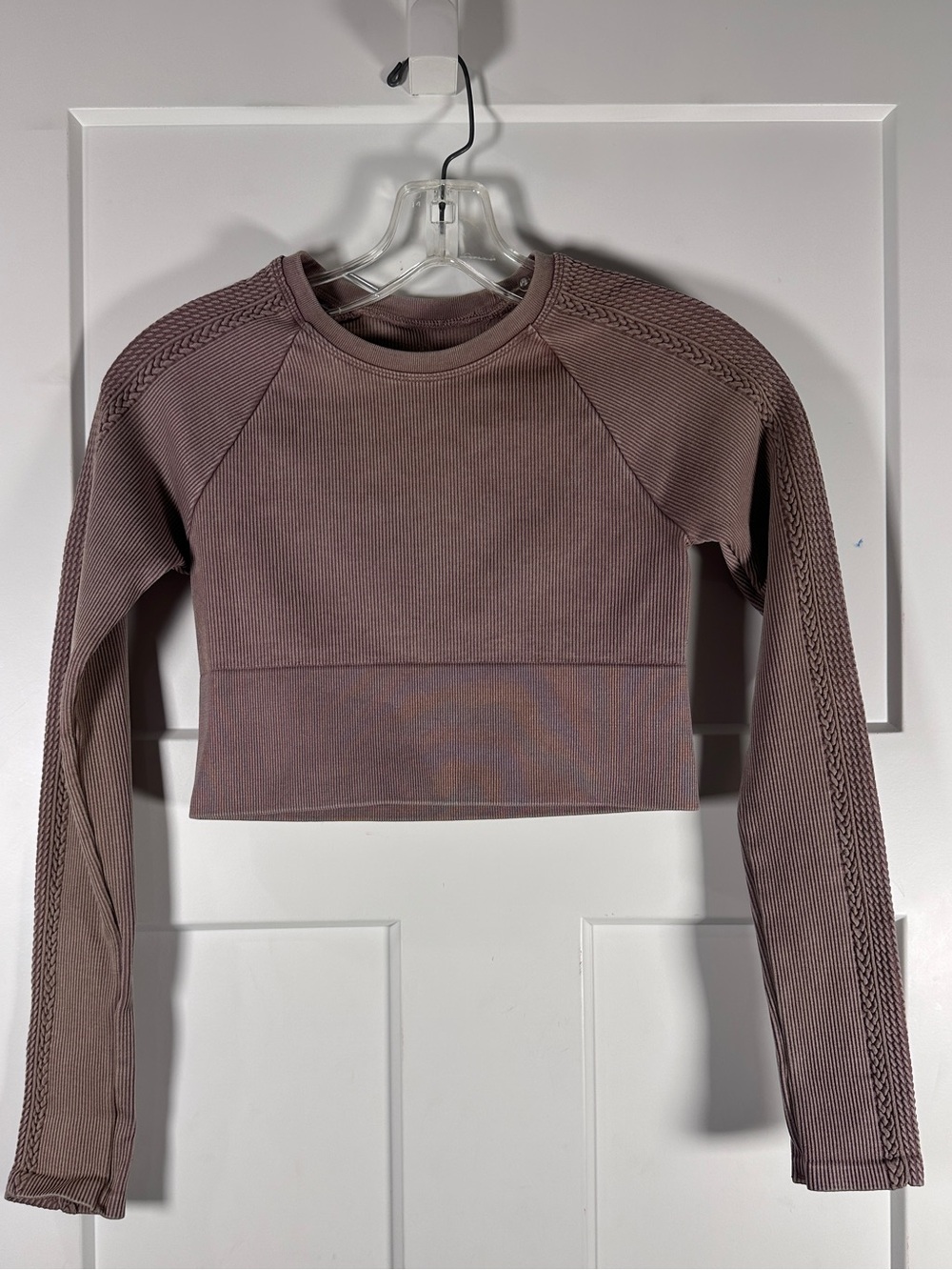 Offline by Aerie Ribbed Cropped Athletic Long-Sleeve Top - Mauve